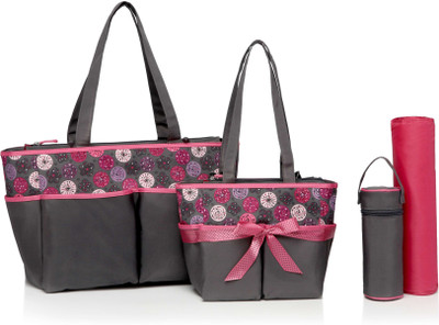 

Colorland Top Selling 5pcs Family Set Foldable Baby Nappy Bag Stylish Mommy Tote Bag Set with Changing Mat(Multicolor)
