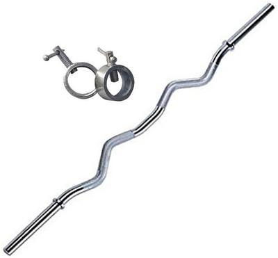 

StepInnStore 3 ft. Curl Bar for Triceps and Biceps for Home Gym exercise Weight lifting bar+ 2 steel locks Weight Lifting Bar(Silver)