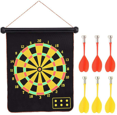 

QUINERGYS ™ Magnetic Dartboard Set Includes Double Sided Magnetic Dart Target And Strong Magnet Dart 20 inch Dart Board(Multicolor)