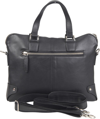 

Tee Ess Genuine Leather Office cum Laptop Bag Medium Briefcase - For Men & Women(Black)