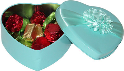 

Dripping Premium Chocolate 3 Crazy Flavor Chocolates in Sky Blue Heart Tin Box Bars, Fudges(250 g)