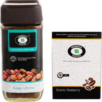 

Minerva Coffee Instant Super Strong Kaapi Ultima and Exotic Peaberry (Pack of 2) Filter Coffee 100 g(Pack of 2, Chikory Flavoured)