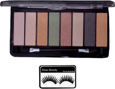 

divas beauty Eyelashes With 8 Shades Eyeshadow Palette(Set of 2)