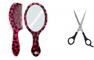

BOXO Hair Comb With Mirror For Men With Hair Cutting Scissor,(Set of 3)