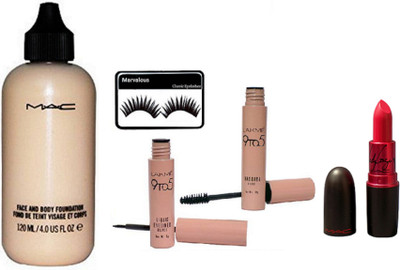 

Marvalous Eyelashes and Face and Body Foundation and Lipstick and 9to5 Liquid Eyeliner & Mascara(Set of 5)