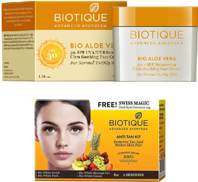 

BIOTIQUE BIO Bio Aloe Vera 30+ Spf Sunscreen Cream, Bio Anti Tan Facial Kit(Set of 2)