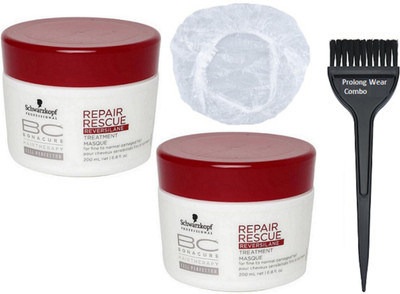

Pro longwear combo Hair Brush,Schwarzkopf Professional BC Hair Therapy Repair Rescue Pack Of 2,Shower Cap(Set of 4)