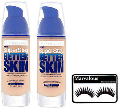 

Marvalous Eyelashes, Super Stay Better Skin Foundation Set Of 2(Set of 3)
