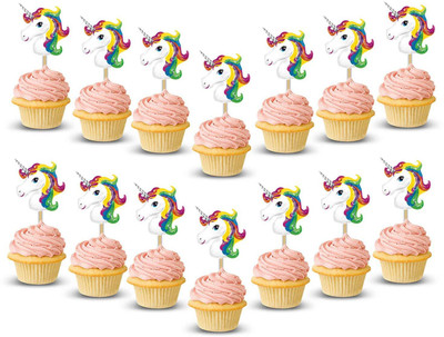 

PARTY PROPZ Multicolor Unicorn Cup Cake Topper (Set of 14 Pieces ) - 14 ml