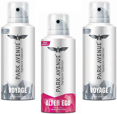 

Park Avenue VOYAGE, ALTER EGO Signature Perfume Spray 140 ml × 3 Pack Of Three Perfume Body Spray - For Men & Women(140 ml, Pack of 3)