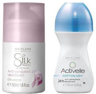 

Oriflame Sweden SILK & ACTIVELLE ANTI- PERSPIRANT DEODORANT COTTON DRY Deodorant Roll-on - For Men & Women(100 ml, Pack of 2)