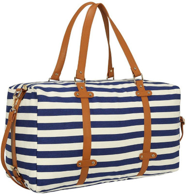 

Bagclan (Expandable) Unisex Striped Travel Duffel Bag(Blue, White)