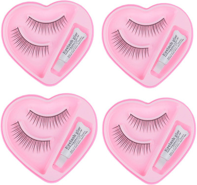

JAGTEK Premium False Eyelashes With Glue Black (Combo Of 4)(Pack of 4)