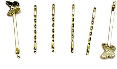 

Creative India Exports Metal Bobby Pins for Women - Set of 6 Hair Pin(Gold)