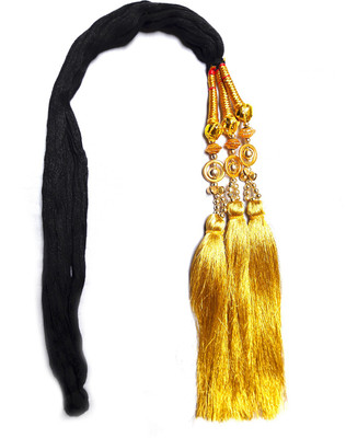 

Rapidsflow® Punjabi Paranda / Hair Parandi For Women And Girls / Paranda with Golden Pearls Braid Extension(Gold)