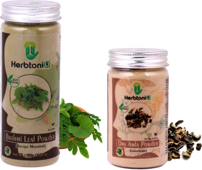 

HerbtoniQ 100% Natural Brahmi Leaf Powder (Bacopa Monnieri) And Natural Dry Amla Powder (Gooseberry) For Hair Pack(275 g)