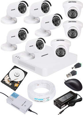 HIKVISION HKVISION 1MP HD 8 CHANNAL DVR DS-7A08HGHI-F1/N OR DS- 7A08HGHI-F1/ECO & 3Pcs DOME 720p DS-2CE5ACOT-IRP OR DS-2CE5ACOT -IRP/ECO CAMERA & 5Pcs BULLET 720p DS-2CE1ACOT-IRP OR DS-2CE1ACOT-IRP /ECO Camera AND 90 METAR CABLE 1 TB SATA HDD COMBO KIT Security Camera(1 TB, 8 Channel)