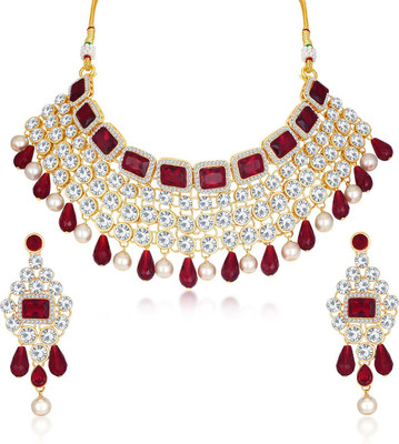 

Trushi Alloy Jewel Set(Maroon)