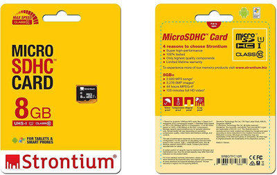 Strontium 8 GB MicroSD Card Class 6 24 MB/s  Memory Card