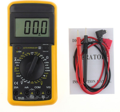 HOMELUX LCD Digital Voltmeter Ammeter Ohmmeter Multimeter Multi Test Meter Digital Multimeter(Yellow 2000 Counts)