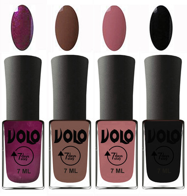 

Volo Ultra Lasting HD Shine Awesome Nail Polish Combo Wine, Brown, Chocolate Peach, Black(Pack of 4)