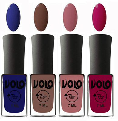 

Volo Ultra Lasting HD Shine Awesome Nail Polish Combo Navy Blue, Brown, Chocolate Peach, Magnta(Pack of 4)