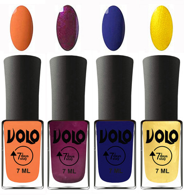 

Volo Ultra Lasting HD Shine Awesome Nail Polish Combo Peach, Wine, Navy Blue, Metallic Light Golden(Pack of 4)