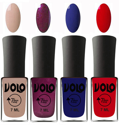 

Volo Ultra Lasting HD Shine Awesome Nail Polish Combo Light Nude, Wine, Navy Blue, Blood Red(Pack of 4)