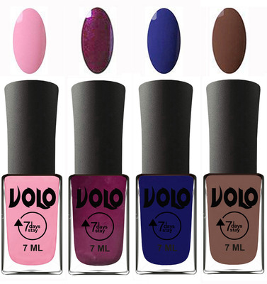 

Volo Ultra Lasting HD Shine Awesome Nail Polish Combo Light Pink, Wine, Navy Blue, Brown(Pack of 4)