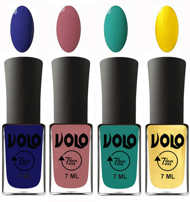 

Volo Ultra Lasting HD Shine Awesome Nail Polish Combo Navy Blue, Chocolate Peach, Radium Green, Metallic Light Golden(Pack of 4)