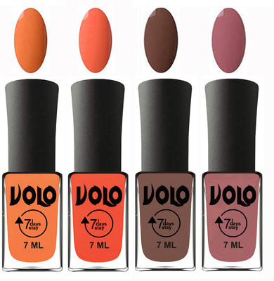 

Volo Ultra Lasting HD Shine Awesome Nail Polish Combo Peach, Neon Orange, Brown, Chocolate Peach(Pack of 4)