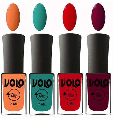 

Volo Ultra Lasting HD Shine Awesome Nail Polish Combo Peach, Radium Green, Blood Red, Wine Maroon(Pack of 4)