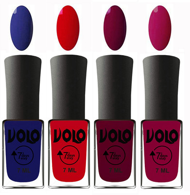 

Volo Ultra Lasting HD Shine Awesome Nail Polish Combo Navy Blue, Blood Red, Wine Maroon, Magnta(Pack of 4)