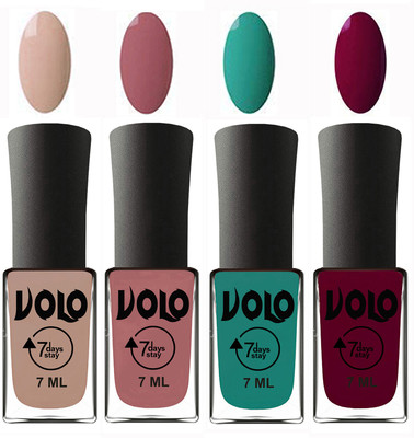 

Volo Ultra Lasting HD Shine Awesome Nail Polish Combo Light Nude, Chocolate Peach, Radium Green, Wine Maroon(Pack of 4)