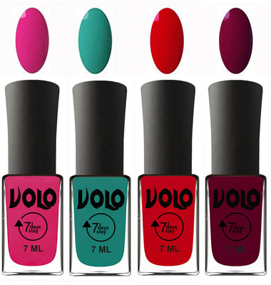 

Volo Ultra Lasting HD Shine Awesome Nail Polish Combo Magnta, Radium Green, Blood Red, Wine Maroon(Pack of 4)