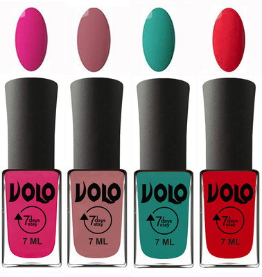 

Volo Ultra Lasting HD Shine Awesome Nail Polish Combo Magnta, Chocolate Peach, Radium Green, Redish Orange(Pack of 4)