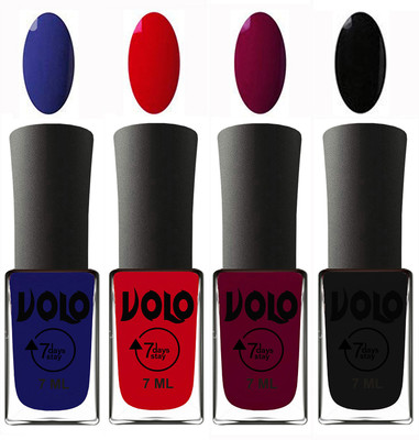 

Volo Ultra Lasting HD Shine Awesome Nail Polish Combo Navy Blue, Blood Red, Wine Maroon, Black(Pack of 4)