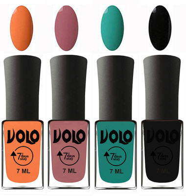 

Volo Ultra Lasting HD Shine Awesome Nail Polish Combo Peach, Chocolate Peach, Radium Green, Black(Pack of 4)