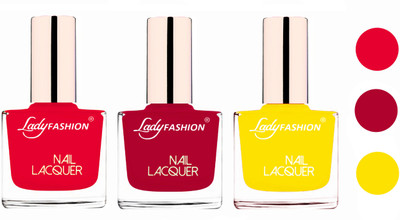 

Lady Fashion Glossy & Long Stay Nail Polish combo Sweet Red,Pink,Yellow(Pack of 3)