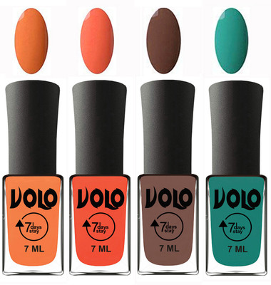 

Volo Ultra Lasting HD Shine Awesome Nail Polish Combo Peach, Neon Orange, Brown, Radium Green(Pack of 4)