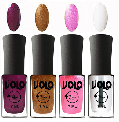 

Volo Ultra Lasting HD Shine Awesome Nail Polish Combo Wine, Metallic Dark Golden, Metallic Pink, Top Coat(Pack of 4)