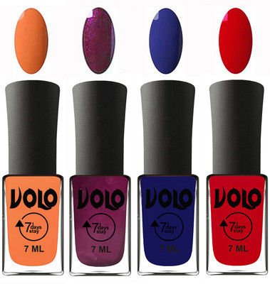 

Volo Ultra Lasting HD Shine Awesome Nail Polish Combo Peach, Wine, Navy Blue, Blood Red(Pack of 4)