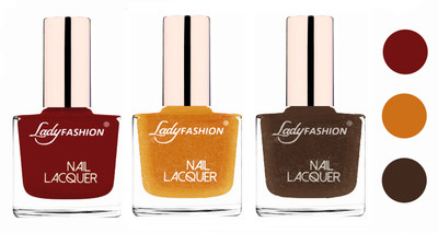 

Lady Fashion Glossy & Long Stay Nail Polish combo Coffee,Golden,Mettalic Brown(Pack of 3)