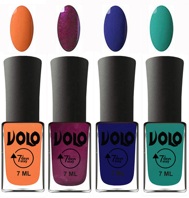 

Volo Ultra Lasting HD Shine Awesome Nail Polish Combo Peach, Wine, Navy Blue, Radium Green(Pack of 4)