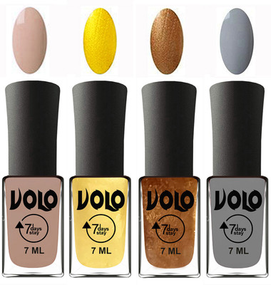 

Volo Ultra Lasting HD Shine Awesome Nail Polish Combo Light Nude, Metallic Light Golden, Metallic Dark Golden, Light Grey(Pack of 4)