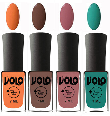 

Volo Ultra Lasting HD Shine Awesome Nail Polish Combo Peach, Brown, Chocolate Peach, Radium Green(Pack of 4)