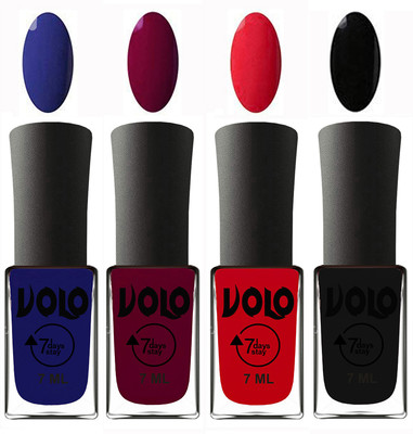 

Volo Ultra Lasting HD Shine Awesome Nail Polish Combo Navy Blue, Wine Maroon, Redish Orange, Black(Pack of 4)