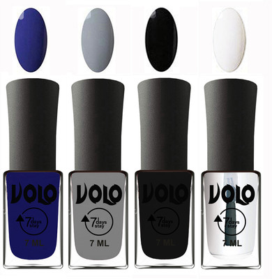 

Volo Ultra Lasting HD Shine Awesome Nail Polish Combo Navy Blue, Light Grey, Black, Top Coat(Pack of 4)