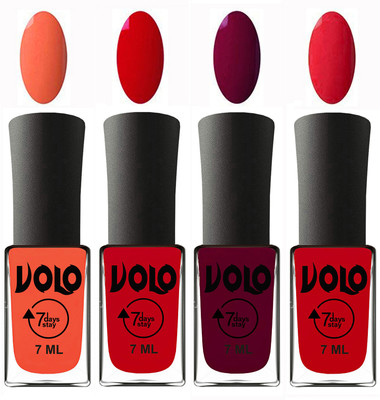 

Volo Ultra Lasting HD Shine Awesome Nail Polish Combo Neon Orange, Blood Red, Wine Maroon, Redish Orange(Pack of 4)
