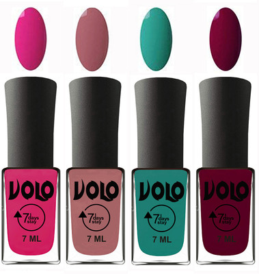 

Volo Ultra Lasting HD Shine Awesome Nail Polish Combo Magnta, Chocolate Peach, Radium Green, Wine Maroon(Pack of 4)